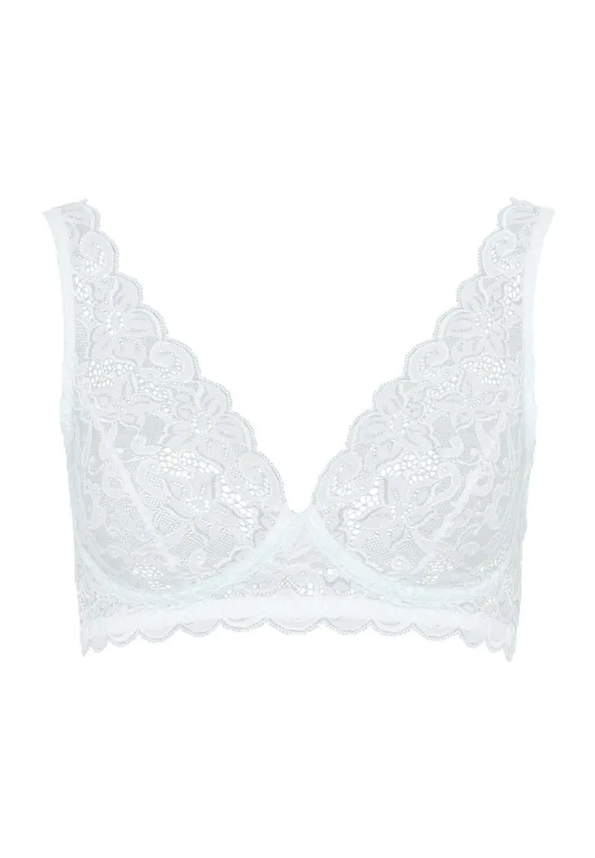 Lace Soft Cup Bra Cool Blue Women HANRO D Cup Bras