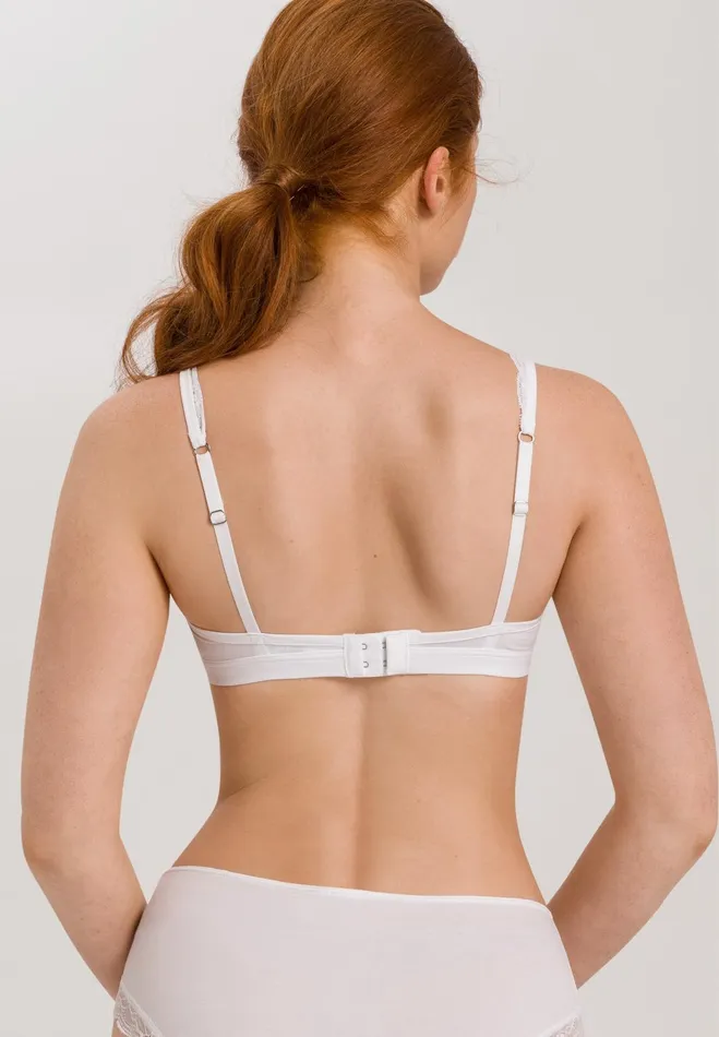 Lace Trim Soft Cup Bra White Women HANRO Wireless Bras