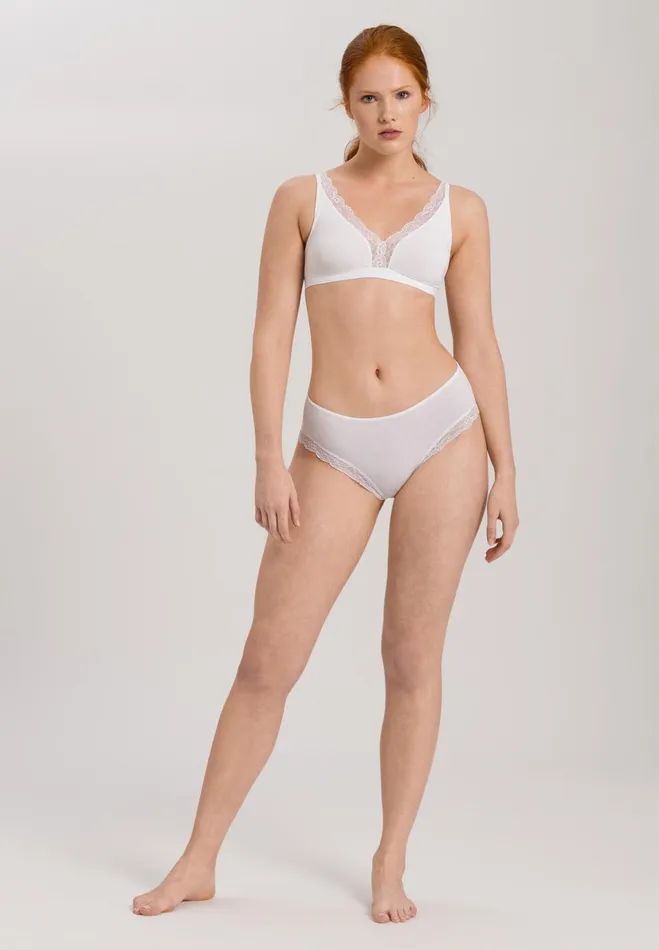 Lace Trim Soft Cup Bra White Women HANRO Wireless Bras