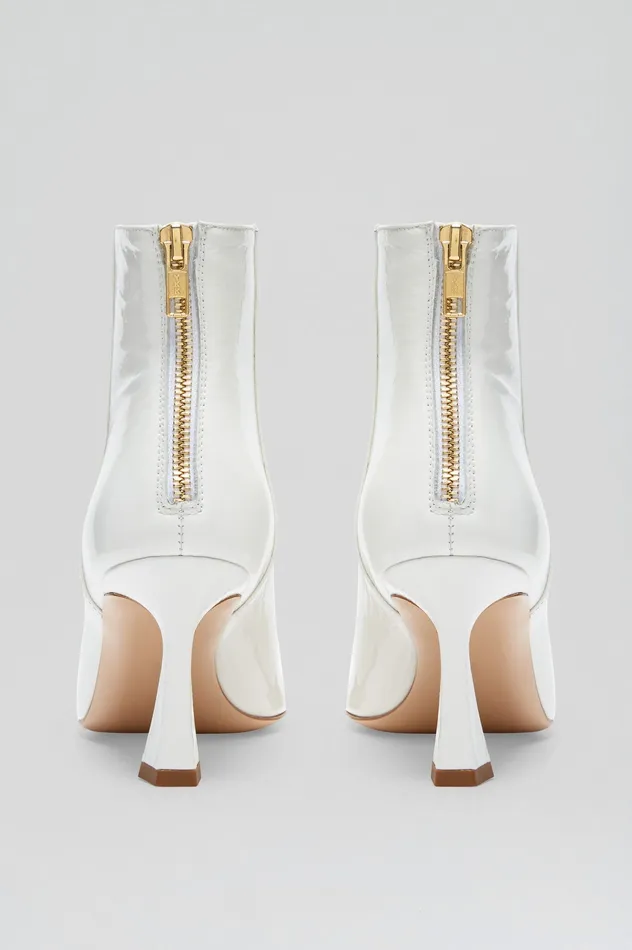 Leather Scanlan Theodore Women CRINKLE LEATHER ANKLE BOOT 75 WHITE Leather Scanlan Theodore Women CRINKLE LEATHER ANKLE BOOT 75 WHITE