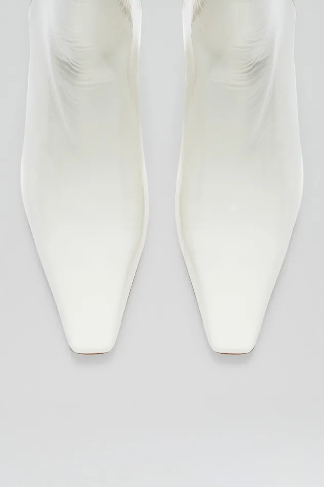 Leather Scanlan Theodore Women CRINKLE LEATHER ANKLE BOOT 75 WHITE Leather Scanlan Theodore Women CRINKLE LEATHER ANKLE BOOT 75 WHITE
