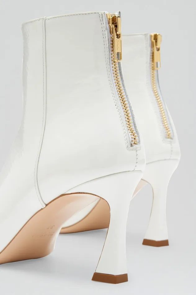 Leather Scanlan Theodore Women CRINKLE LEATHER ANKLE BOOT 75 WHITE Leather Scanlan Theodore Women CRINKLE LEATHER ANKLE BOOT 75 WHITE
