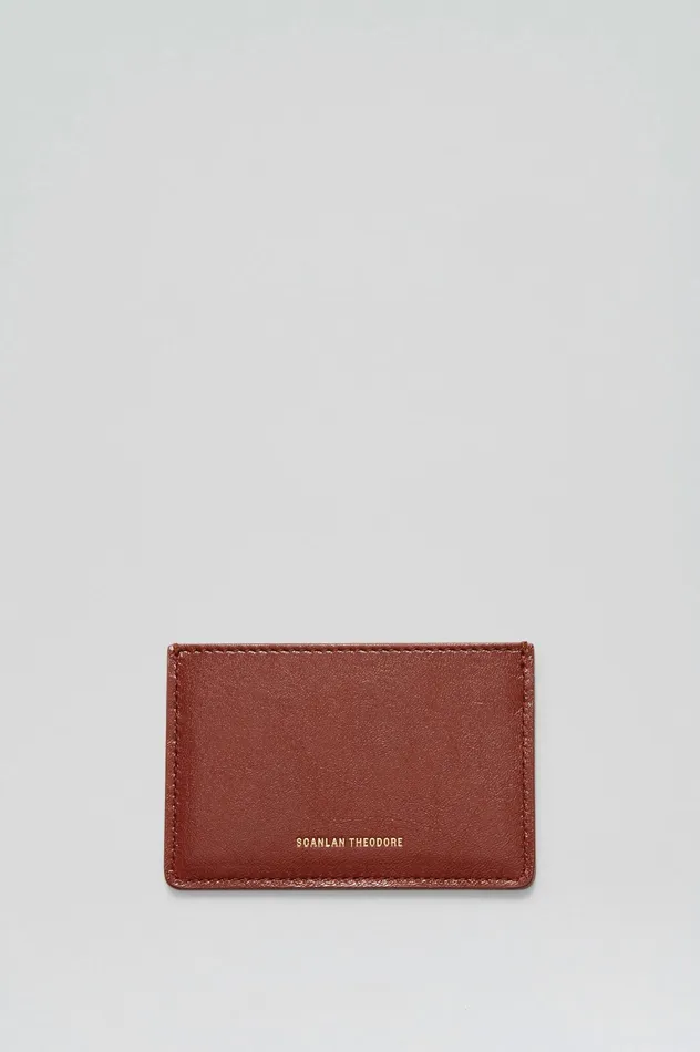 Leather Scanlan Theodore Women FLAT CARD HOLDER COGNAC Leather Scanlan Theodore Women FLAT CARD HOLDER COGNAC
