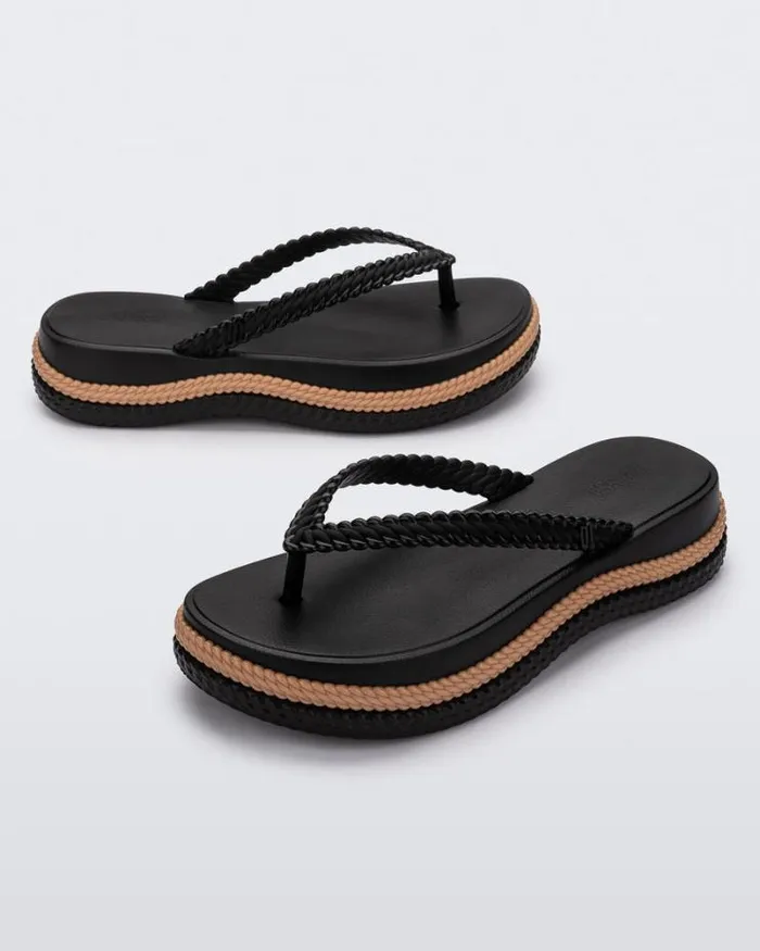 Leblon Blackbeige Women Melissa Flip Flops