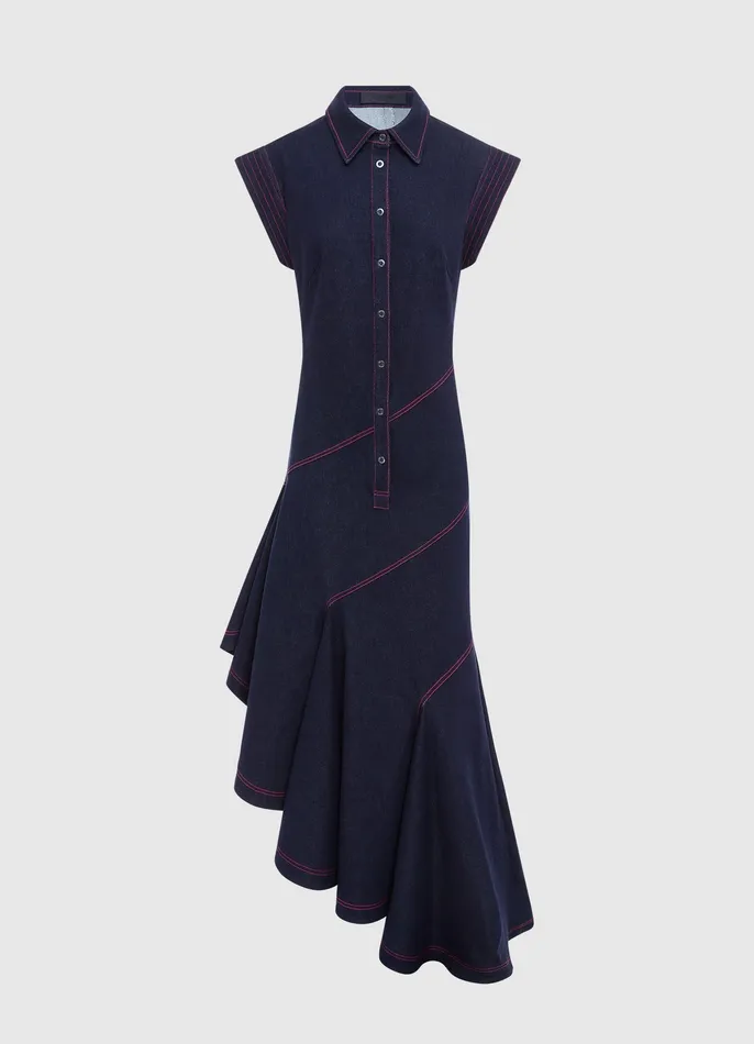 LEO LIN Dresses and Jumpsuits Women Demi Denim Asymmetric Dress 8211 Indigo