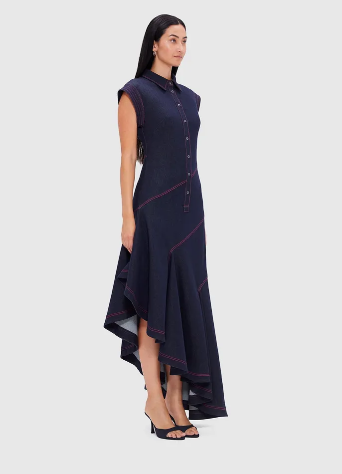 LEO LIN Dresses and Jumpsuits Women Demi Denim Asymmetric Dress 8211 Indigo