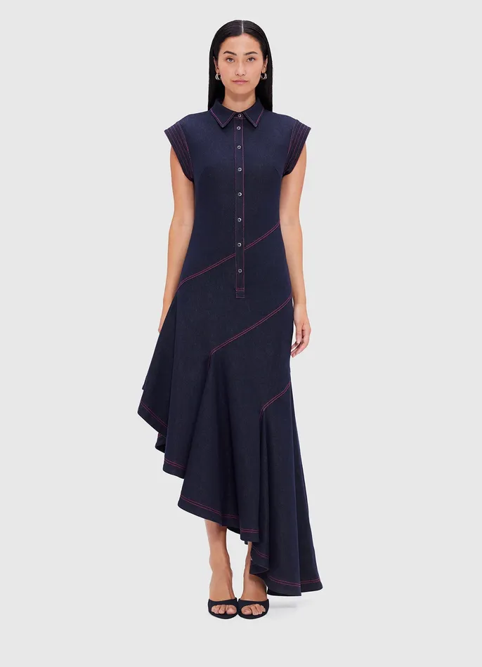 LEO LIN Dresses and Jumpsuits Women Demi Denim Asymmetric Dress 8211 Indigo