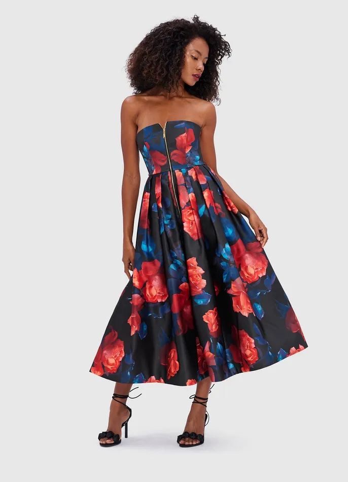 LEO LIN Dresses and Jumpsuits Women Norine Bustier Midi Dress 8211 Rose Print