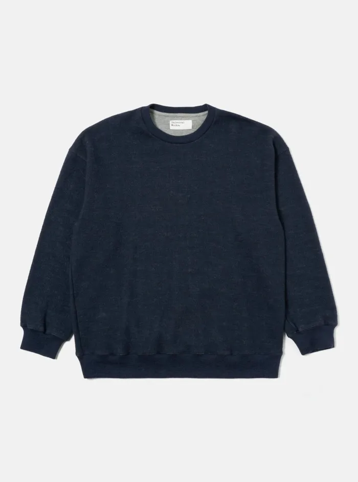 Loose Sweatshirt In Navy Soft Wool Cotton Knit Men Universal Works Sweatshirts