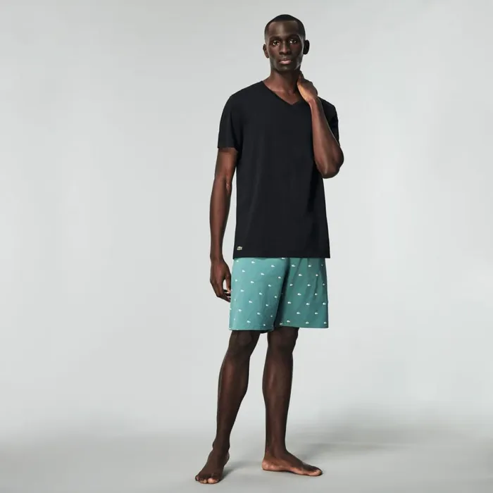 Loungewear and Pajamas Men Lacoste Mens VNeck Cotton Lounge TShirt 3Pack Black 031