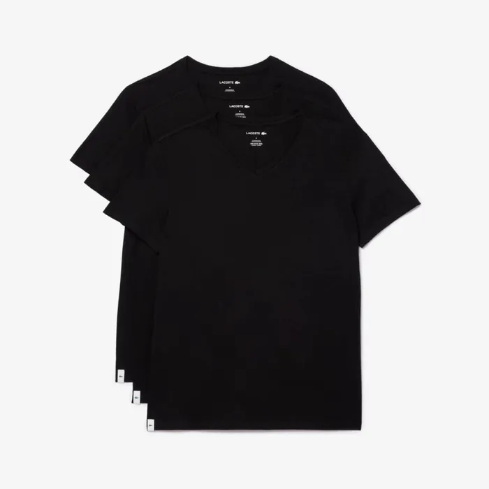 Loungewear and Pajamas Men Lacoste Mens VNeck Cotton Lounge TShirt 3Pack Black 031