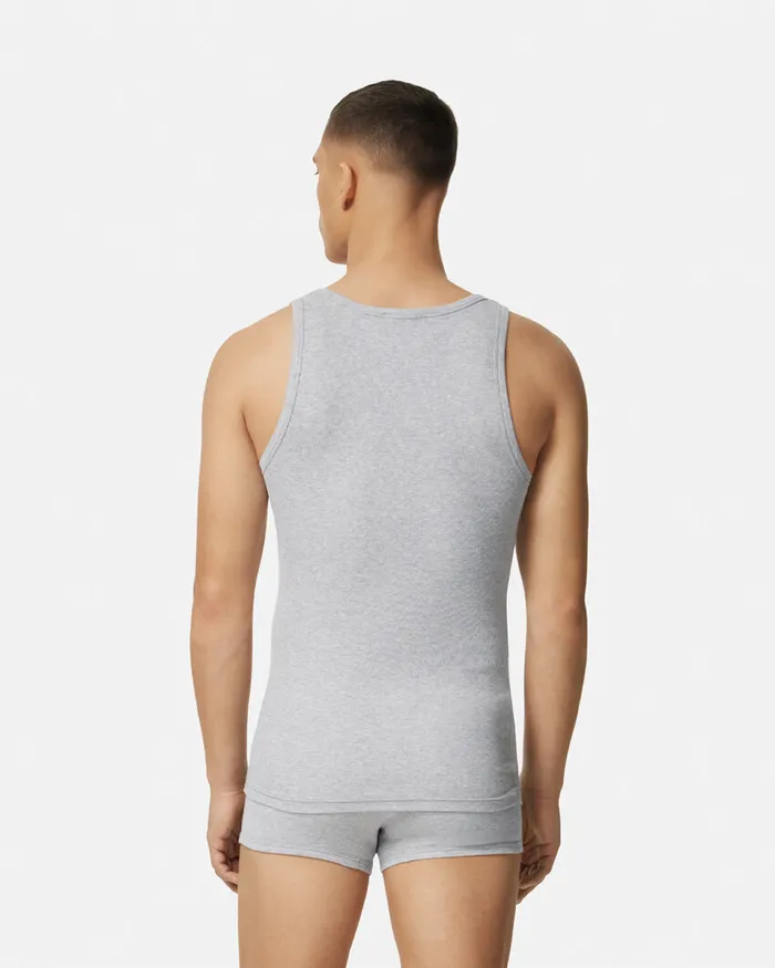 Loungewear and Pajamas Men Versace Logo Ribbed Tank Top Gray