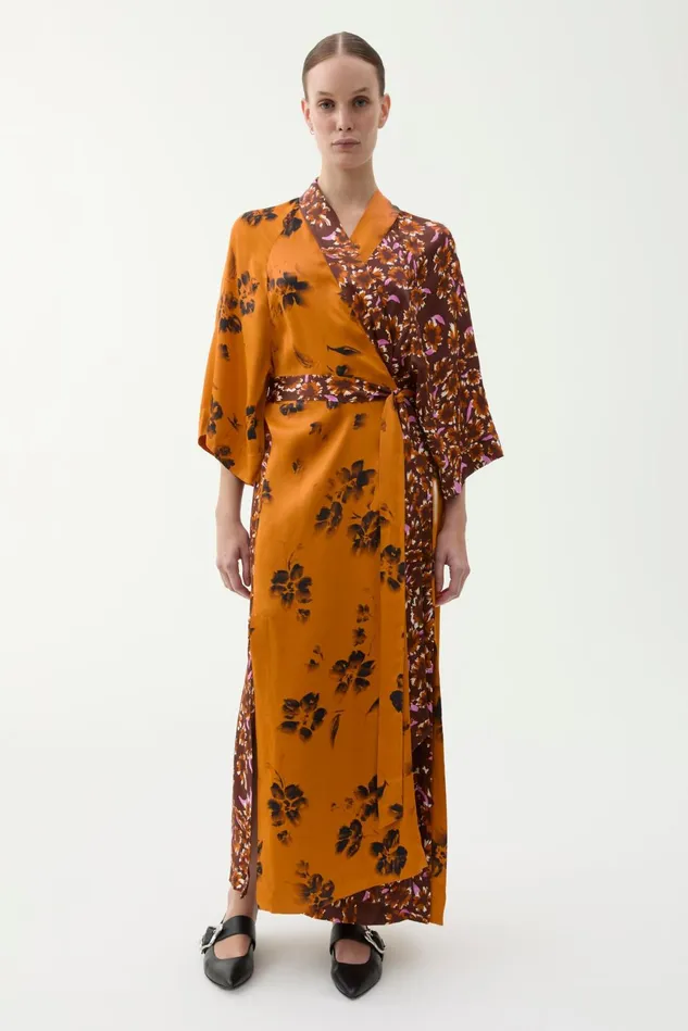 Mabelin Cape Patchwork Dress Brown Women Rodebjer Dresses and Caftans