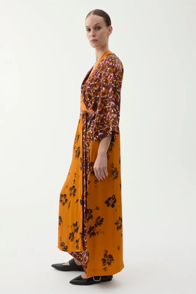 Mabelin Cape Patchwork Dress Brown Women Rodebjer Dresses and Caftans