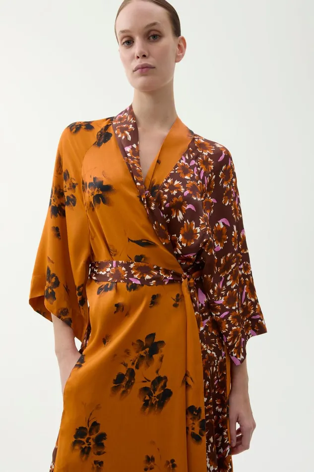 Mabelin Cape Patchwork Dress Brown Women Rodebjer Dresses and Caftans