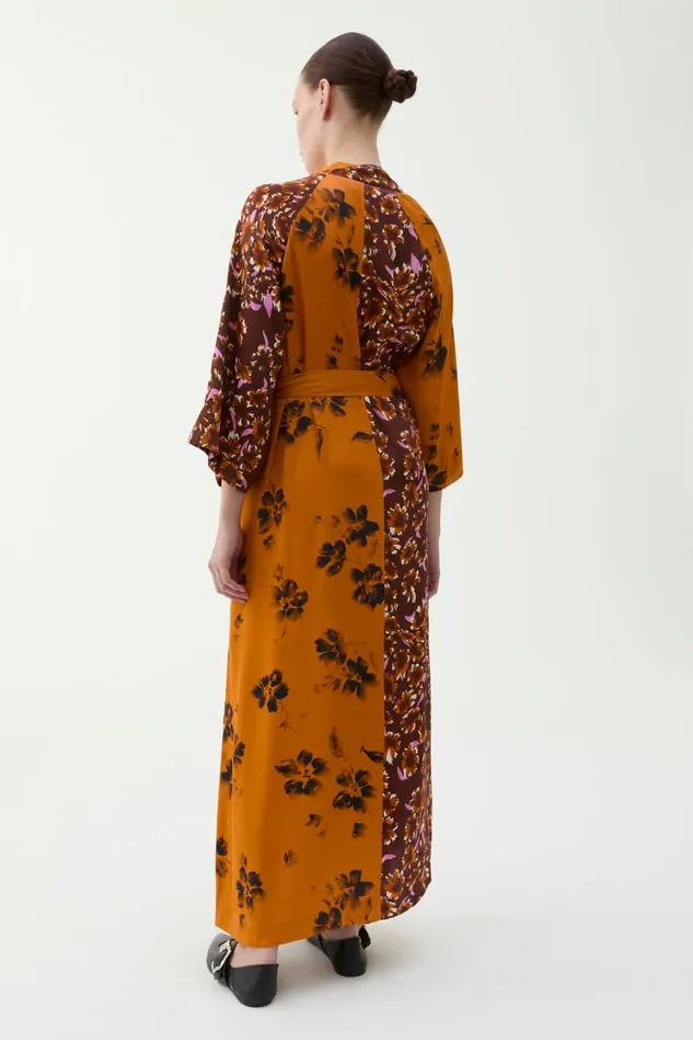 Mabelin Cape Patchwork Dress Brown Women Rodebjer Dresses and Caftans