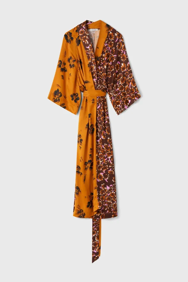 Mabelin Cape Patchwork Dress Brown Women Rodebjer Dresses and Caftans