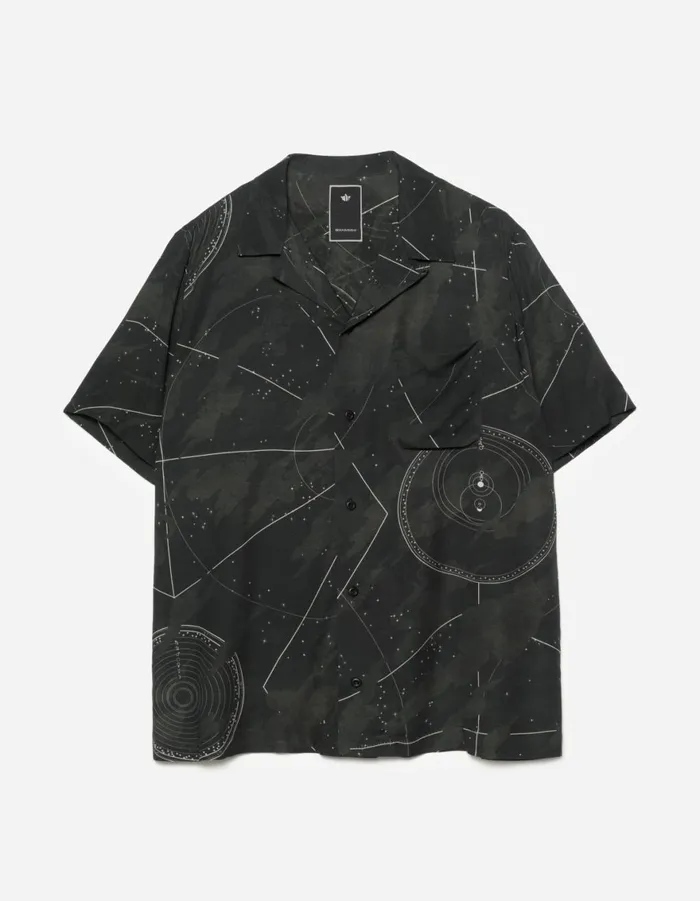 Maharishi Short Sleeve Shirts 1455 Celeste Camp Collar Shirt Black 8211 Men