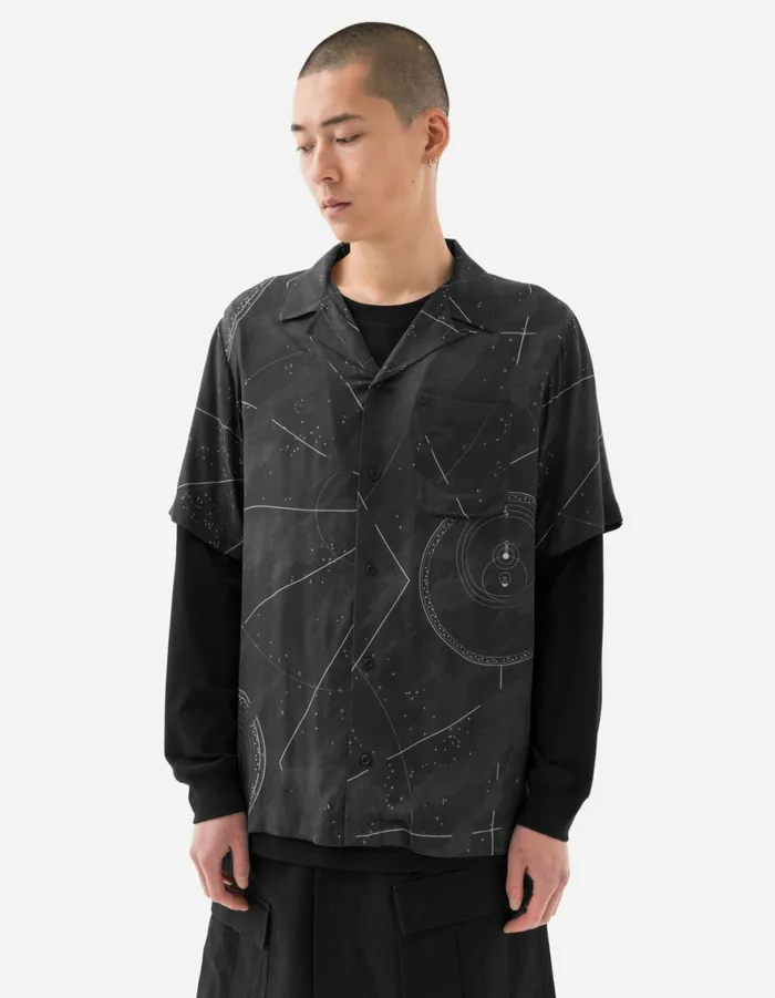 Maharishi Short Sleeve Shirts 1455 Celeste Camp Collar Shirt Black 8211 Men