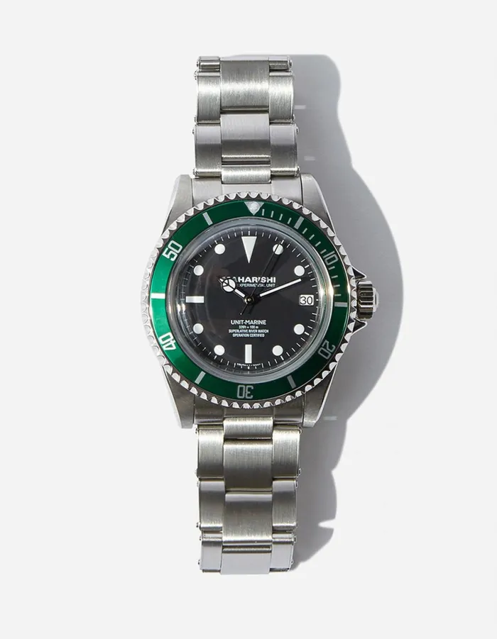 Maharishi Watches and Jewellery 9500 Green Marine Watch Steel Silver 8211 Men