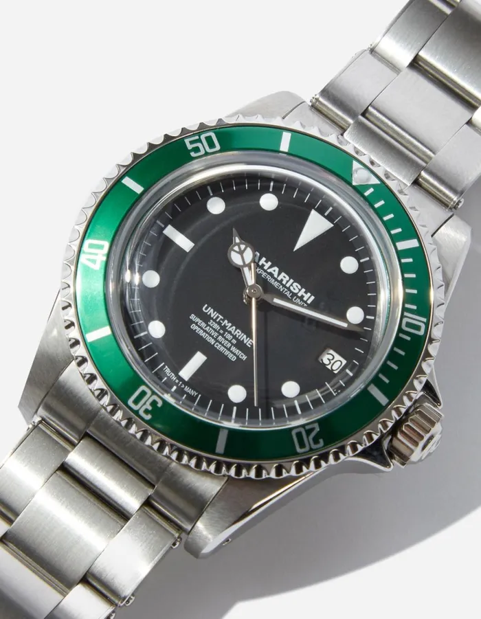 Maharishi Watches and Jewellery 9500 Green Marine Watch Steel Silver 8211 Men