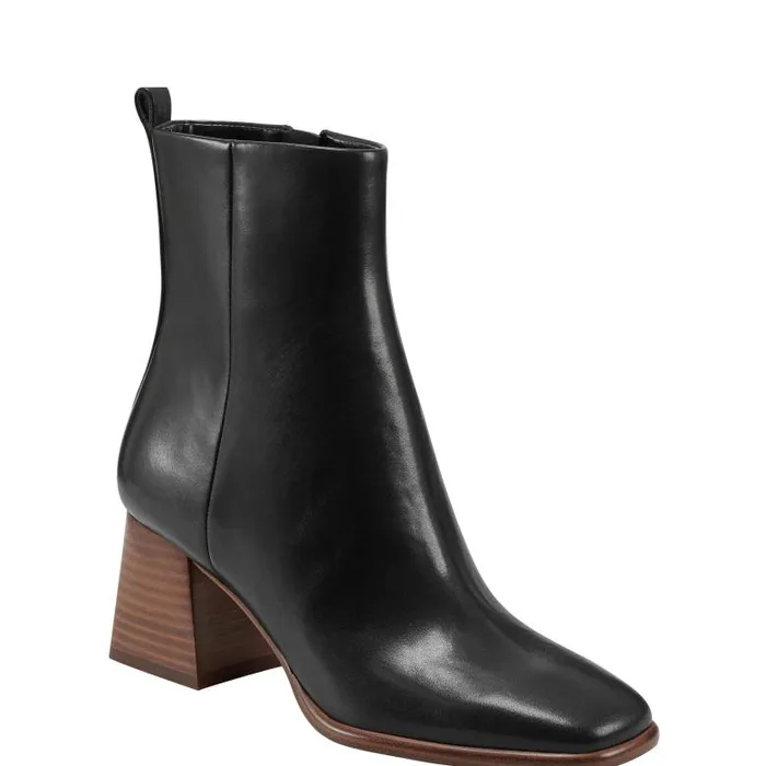 Marc Fisher Boots and Booties Women Floria Square Toe Bootie Black Leather