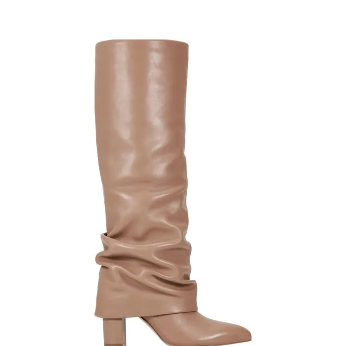 Marc Fisher Boots and Booties Women Lalita Foldover Dress Boot Light Natural Leather Marc Fisher Boots and Booties Women Lalita Foldover Dress Boot Light Natural Leather