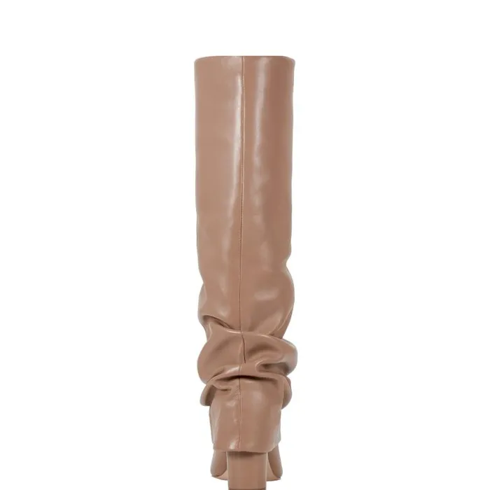 Marc Fisher Boots and Booties Women Lalita Foldover Dress Boot Light Natural Leather