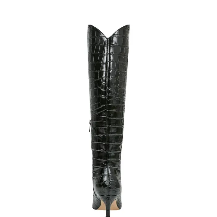Marc Fisher Boots and Booties Women Quinnie Dress Boot Black Croco Leather