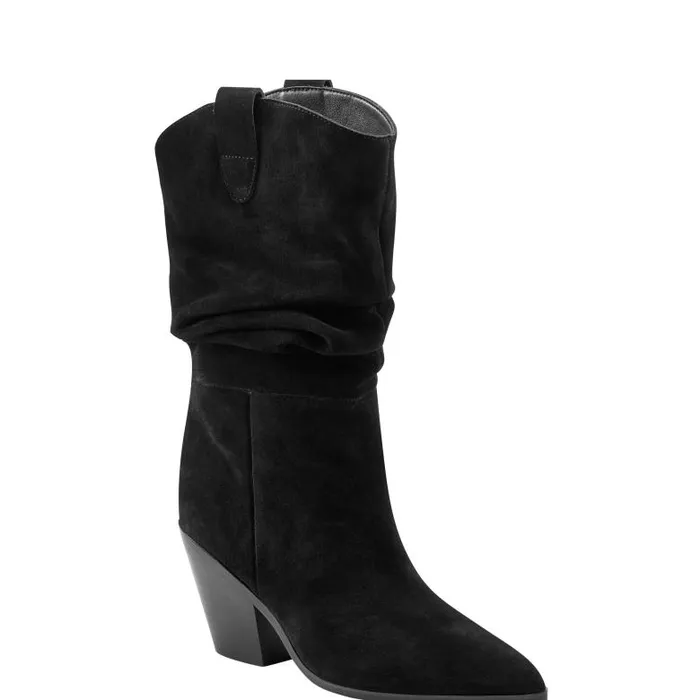 Marc Fisher Boots Women Myleea Slouchy Boot Black Suede