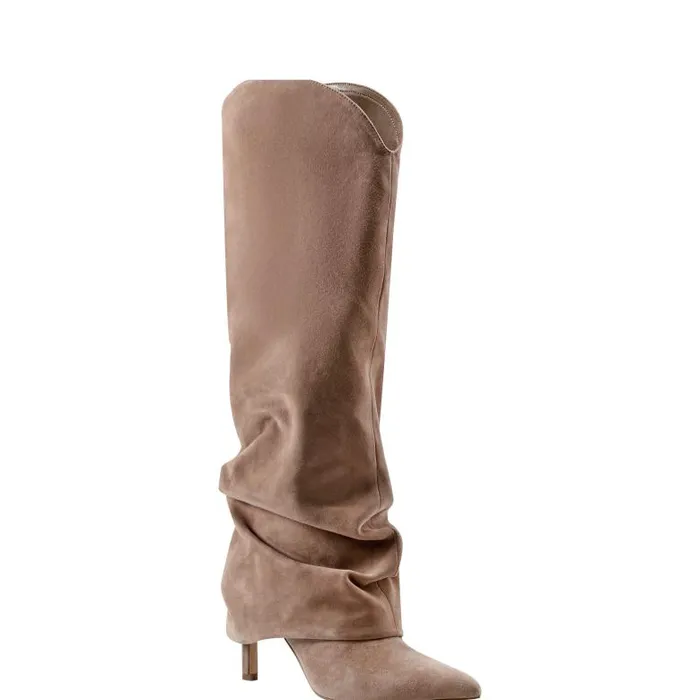 Marc Fisher Boots Women Nairine Foldover Dress Boot Natural Suede