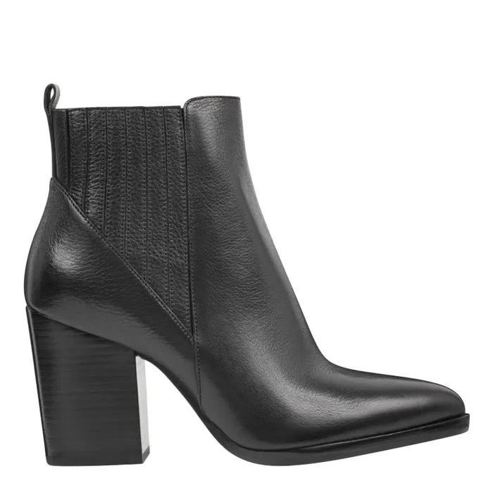 Marc Fisher Casual Boots Women Alva Pointy Toe Bootie Black Leather