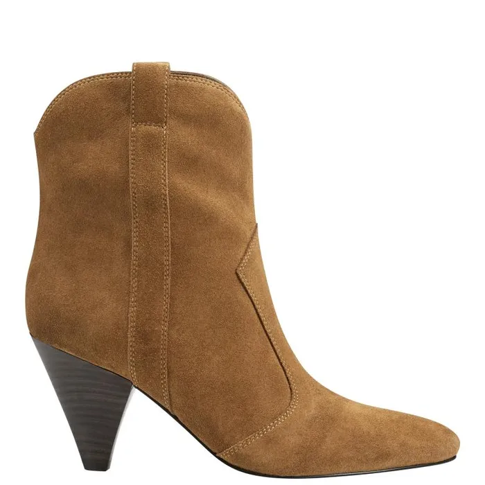 Marc Fisher Casual Boots Women Carissa Heeled Western Bootie Cognac Suede