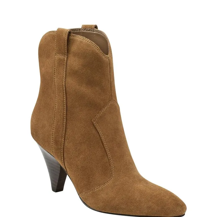 Marc Fisher Casual Boots Women Carissa Heeled Western Bootie Cognac Suede