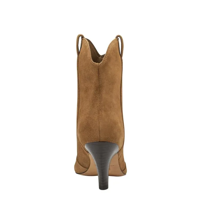 Marc Fisher Casual Boots Women Carissa Heeled Western Bootie Cognac Suede