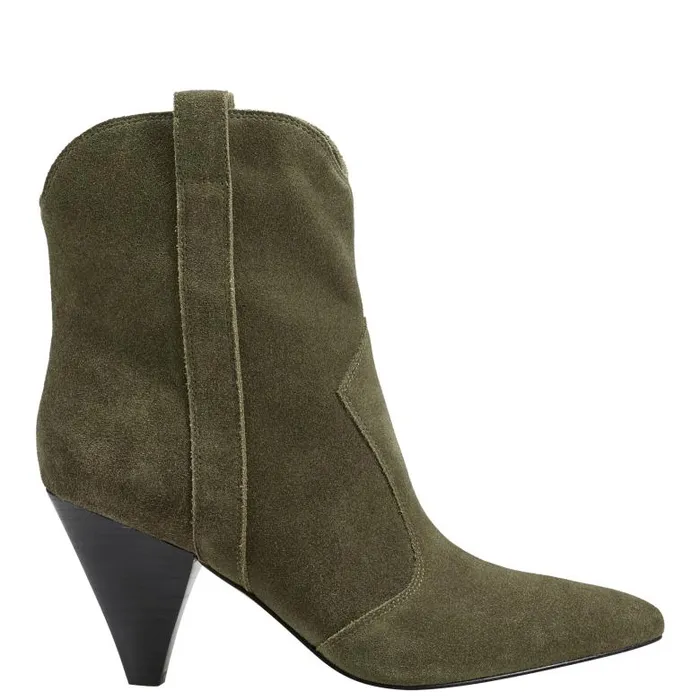 Marc Fisher Casual Boots Women Carissa Heeled Western Bootie Olive Suede