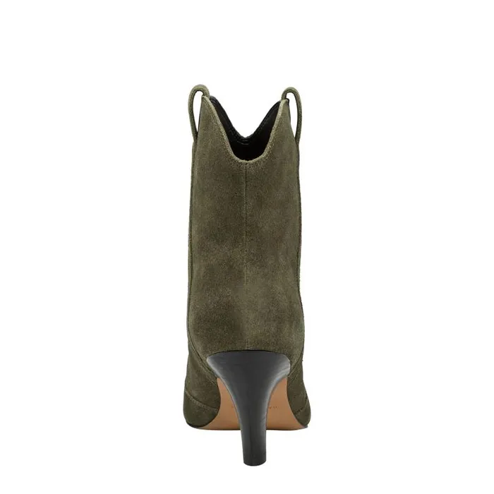 Marc Fisher Casual Boots Women Carissa Heeled Western Bootie Olive Suede