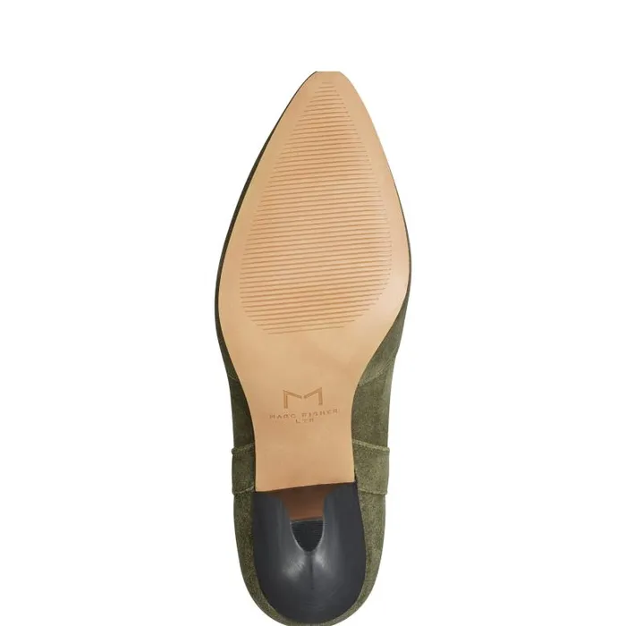 Marc Fisher Casual Boots Women Carissa Heeled Western Bootie Olive Suede