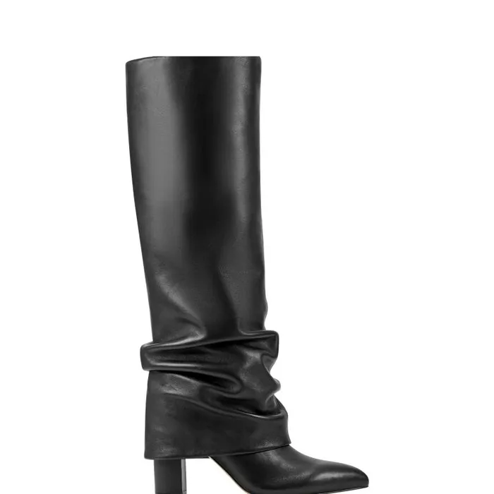 Marc Fisher Dress Boots Women Lalita Foldover Dress Boot Black Leather