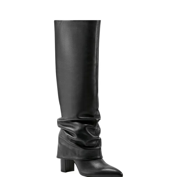 Marc Fisher Dress Boots Women Lalita Foldover Dress Boot Black Leather