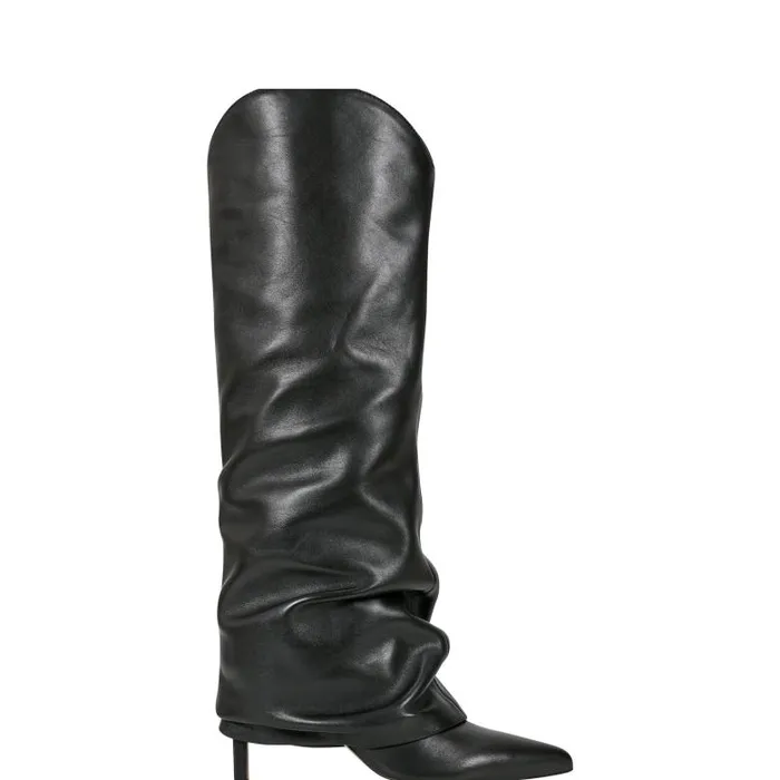 Marc Fisher Dress Boots Women Nairine Foldover Dress Boot Black Leather