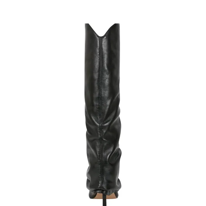 Marc Fisher Dress Boots Women Nairine Foldover Dress Boot Black Leather
