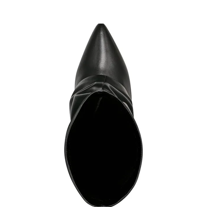 Marc Fisher Dress Boots Women Nairine Foldover Dress Boot Black Leather