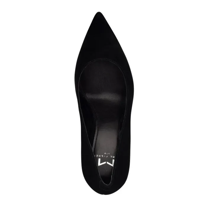 Marc Fisher Heels and Pumps Women Abilene Block Heel Pointy Toe Pump Black Suede
