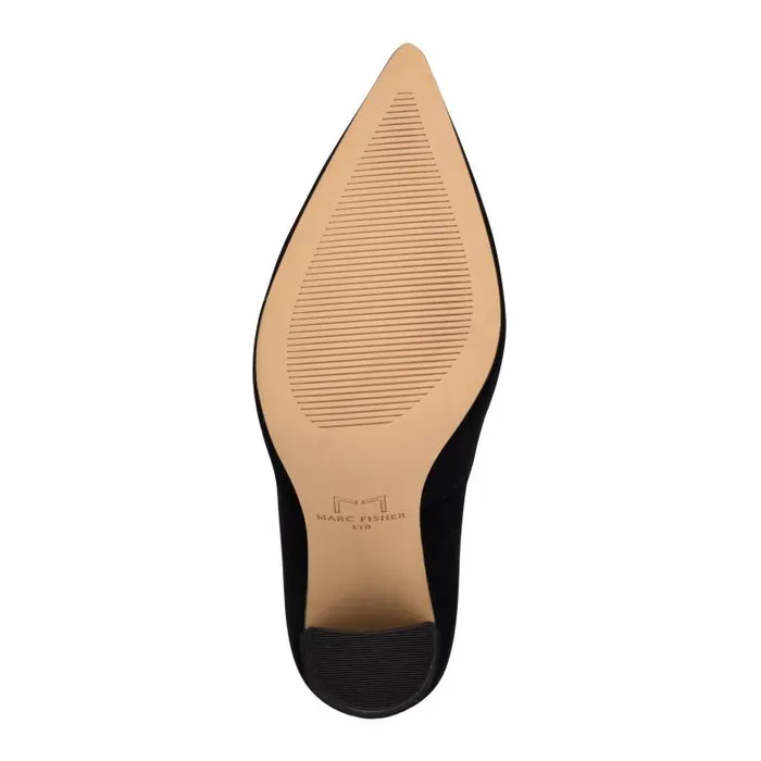 Marc Fisher Heels and Pumps Women Abilene Block Heel Pointy Toe Pump Black Suede