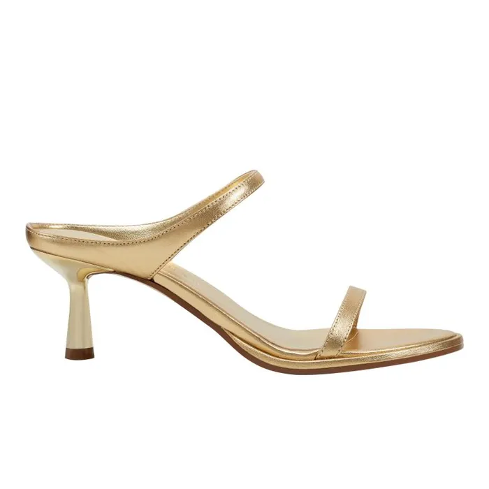 Marc Fisher Mules and Slides Women Alonde Heeled Slide Sandal Gold Leather