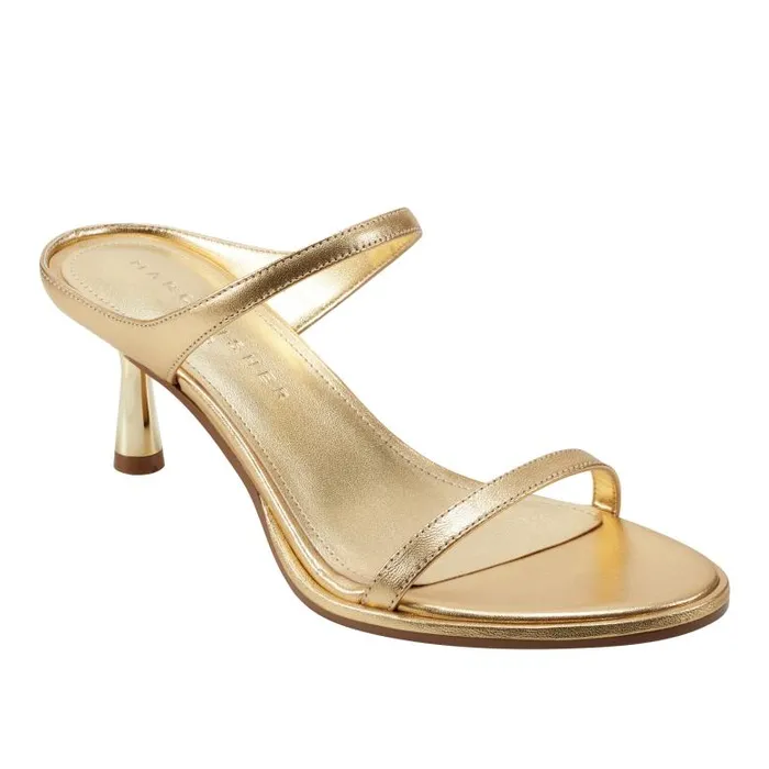 Marc Fisher Mules and Slides Women Alonde Heeled Slide Sandal Gold Leather