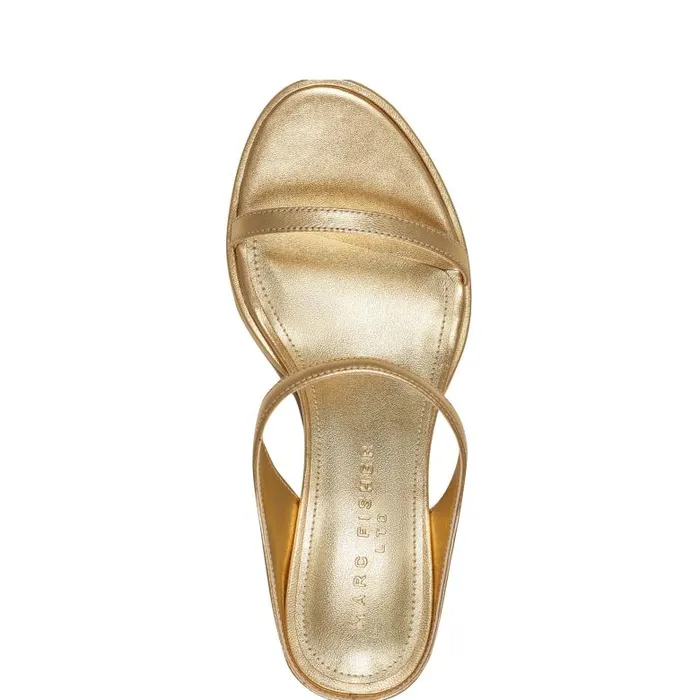 Marc Fisher Mules and Slides Women Alonde Heeled Slide Sandal Gold Leather