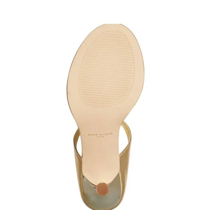 Marc Fisher Mules and Slides Women Alonde Heeled Slide Sandal Gold Leather
