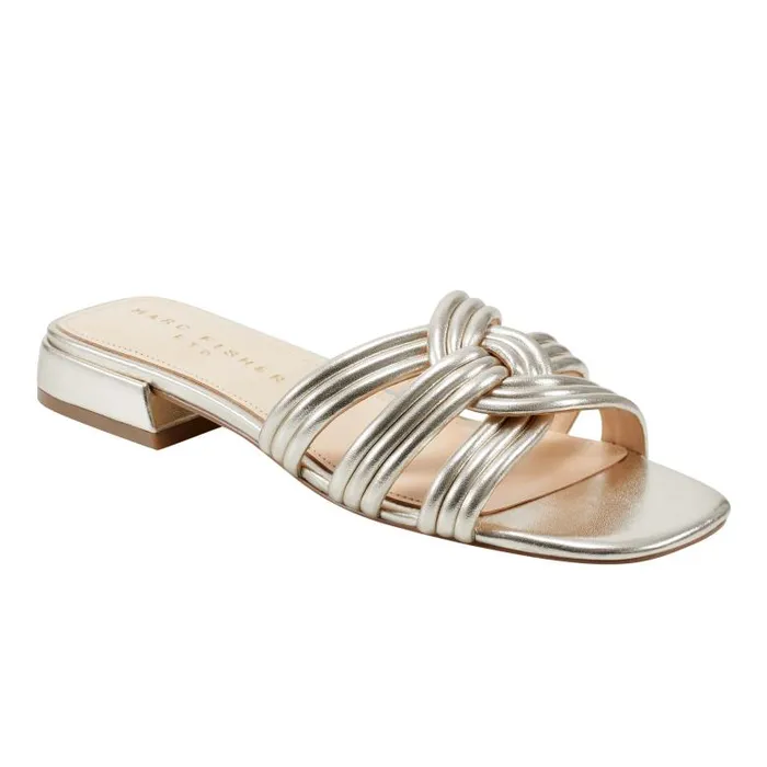 Marc Fisher Mules and Slides Women Casara Slide Sandal Platino